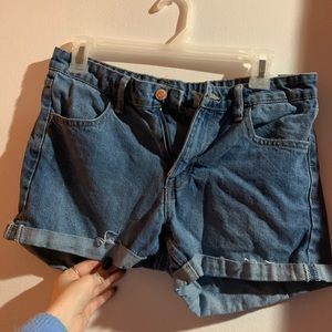 Cuffed Denim Shorts